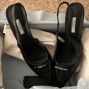 Prada Black Slingback Heels, Size 38